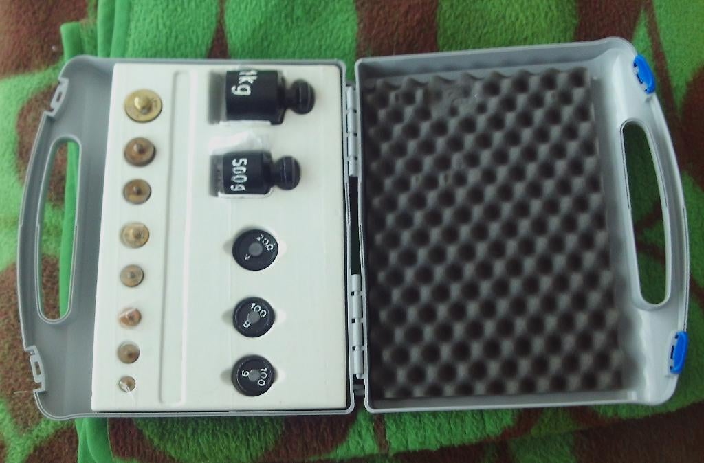 Vintage  Reyers set ijkgewichten in draagkoffer, Antiek en Kunst, Ophalen of Verzenden