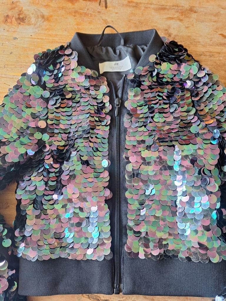 Pailletten jasje maat 134, Meisje, H&M, Ophalen of Verzenden, Zo goed als nieuw