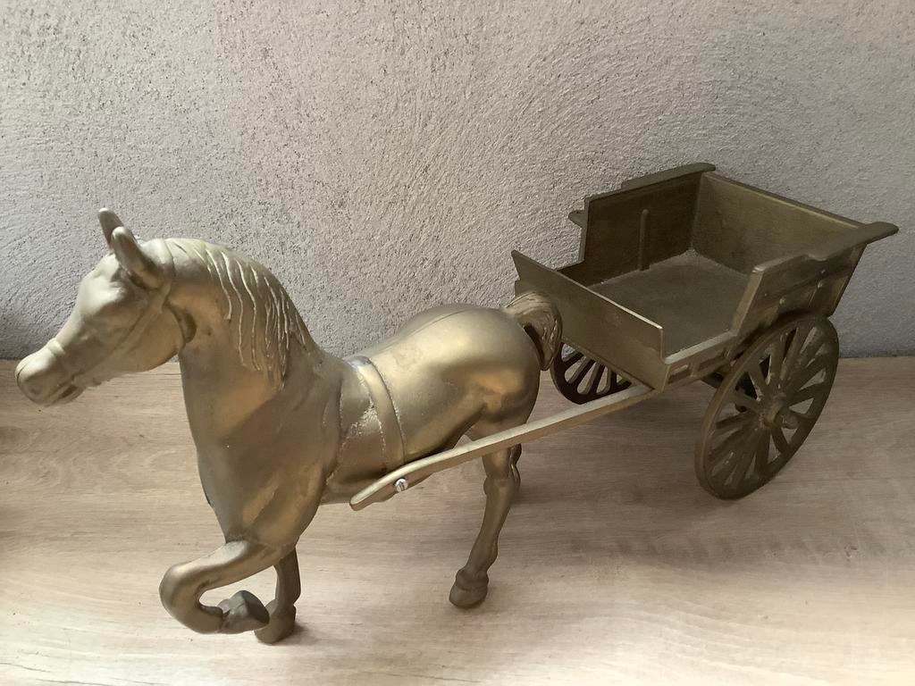 Koperen paard met wagen, Ophalen of Verzenden, Koper