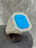 925 Zilveren Ring met Edelsteen, 19 tot 20, Heer, Nieuw, Ophalen of Verzenden