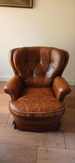 Klassieke leren dames fauteuil, Gebruikt, Ophalen of Verzenden, 50 tot 75 cm, Leer
