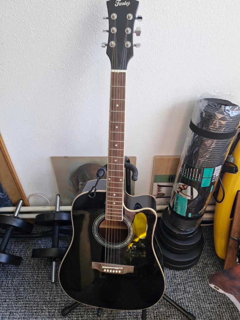 Mooie zgan zwarte fazley gitaar, Ophalen, Zo goed als nieuw, Western- of Steelstringgitaar, Met (piezo-)element