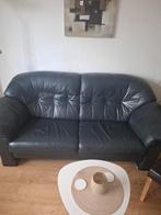 Donkergrijze leren bank, Ophalen of Verzenden