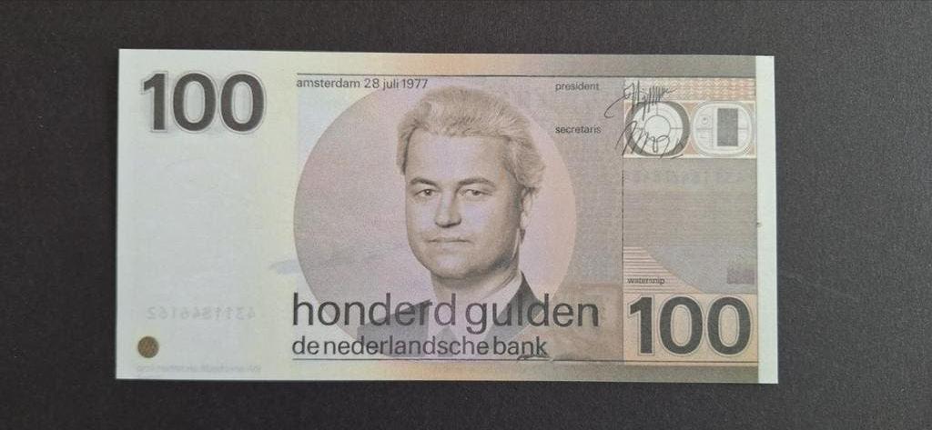 Wilders bankbiljet 100 gulden snip UNC ., Ophalen of Verzenden, 100 gulden