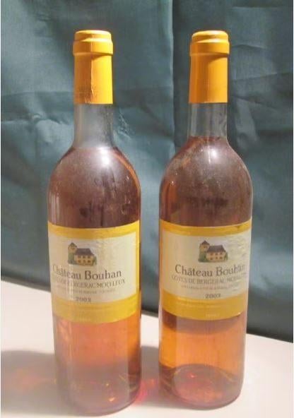 2x Chateau Bouhan - Cotes de Bergerac Moelleux - 2003, Verzamelen, Frankrijk, Ophalen of Verzenden, Vol, Witte wijn