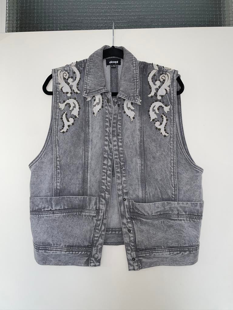 Eksept grijze cowboy spijker stof gilet bodywarmer mt l / xl, Kleding | Dames, Bodywarmers, Zo goed als nieuw, Maat 42/44 (L)