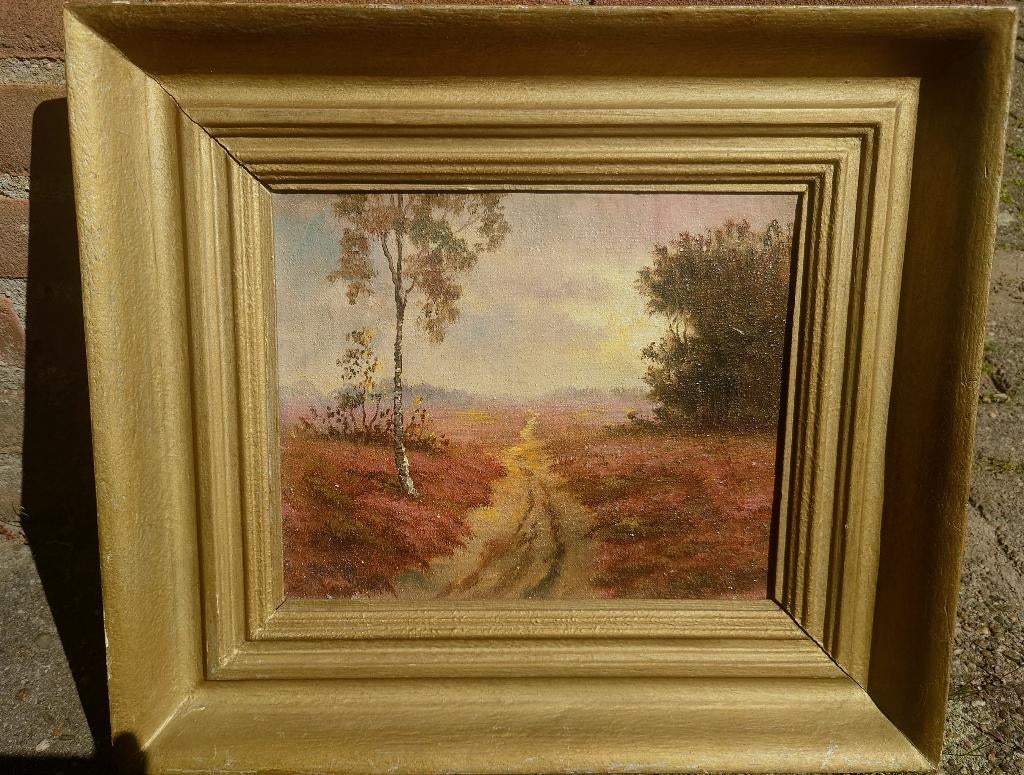 ~1930 Heidelandschap met berenboom, gesign. olieverf/doek, Ophalen of Verzenden