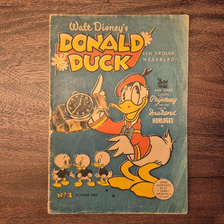Donald Duck Jaargang 1952 - Nr. 1, 2, 3 en 4 - Origineel!, Boeken, Stripboeken, Gelezen, Meerdere stripboeken, Ophalen of Verzenden