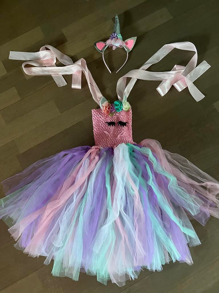 Unicorn Eenhoorn Jurk Feestjurk Prinsessenjurk Tutu, Ophalen of Verzenden, Zo goed als nieuw, 122 t/m 128, Meisje