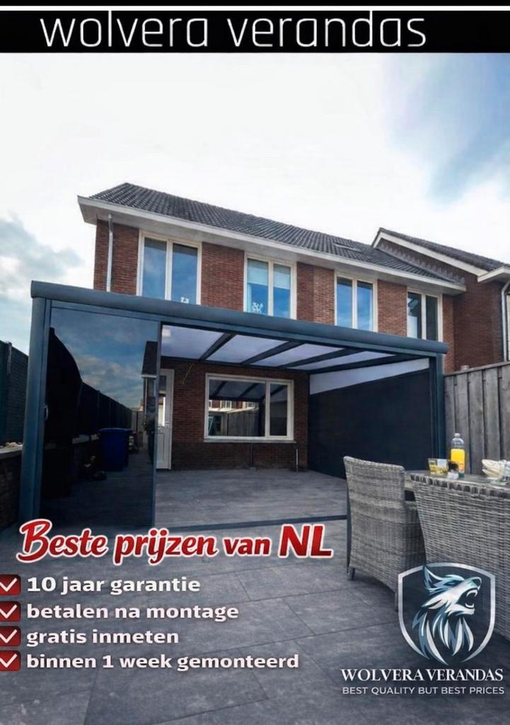 Veranda overkapping carpoort serre tuinkamer nieuw 2026modeL, Tuin en Terras, Overkappingen, Nieuw, Veranda, Ophalen of Verzenden