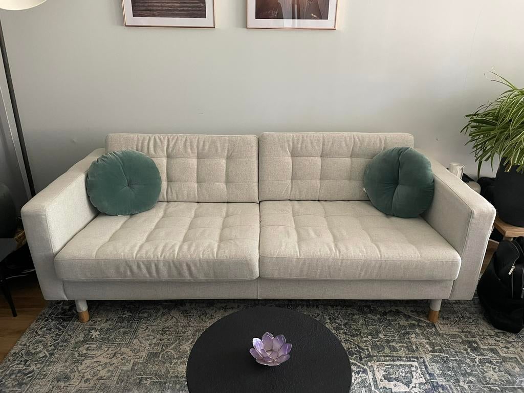 Ikea Landskrona 3-zits bank + stoel - Beige, bijna nieuw, Ophalen of Verzenden, Zo goed als nieuw, 75 tot 100 cm, Tweepersoons