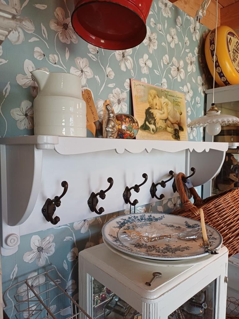 2 oude Brocant Frans Regaal/Keuken Plank/Kapstok, Antiek en Kunst, Ophalen of Verzenden