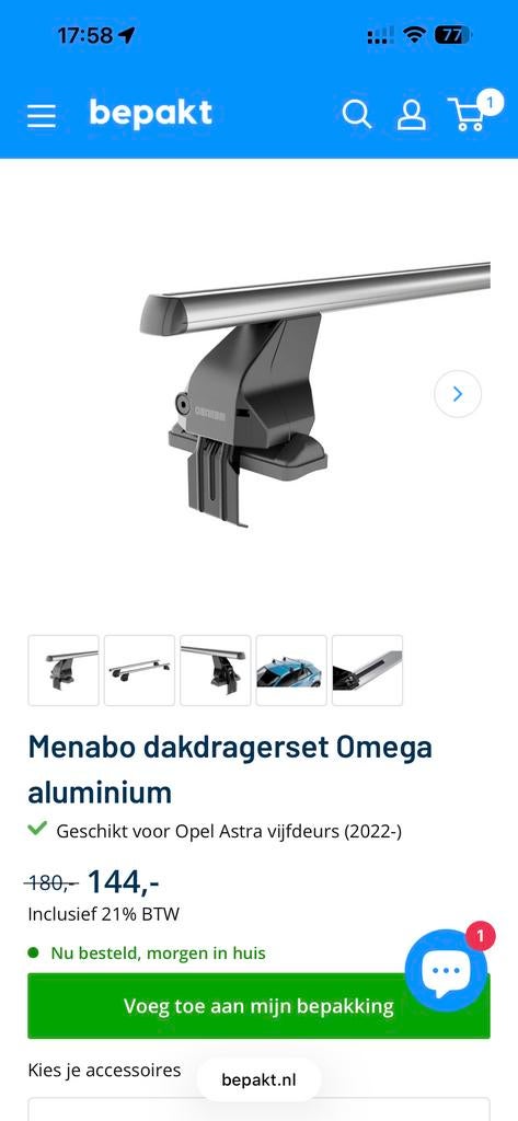 Menabo Dakdragers Opel Astra (L) (2022-heden), Auto diversen, Dakdragers, Ophalen, Nieuw