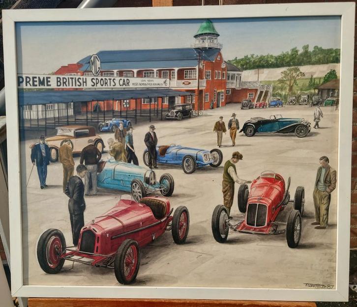 Supreme British Sport Cars ~1930, aquarel T.Whiteley 1987, Antiek en Kunst, Kunst | Schilderijen | Klassiek, Ophalen of Verzenden