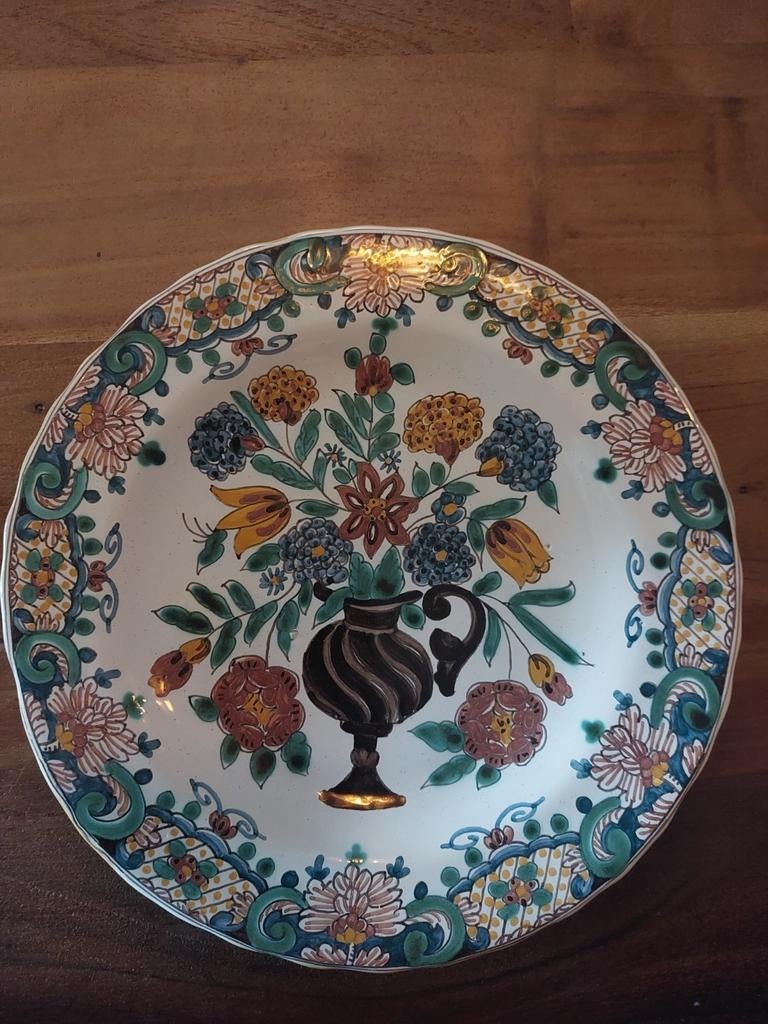 Makkumer aardewerk wandbord met bloemmotief, Antiek en Kunst, Antiek | Wandborden en Tegels, Ophalen