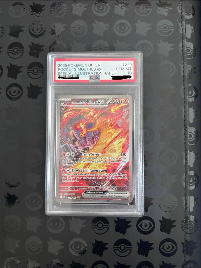 Team Rocket's Moltres ex PSA10 - Destined Rivals, Ophalen of Verzenden, Nieuw, Losse kaart