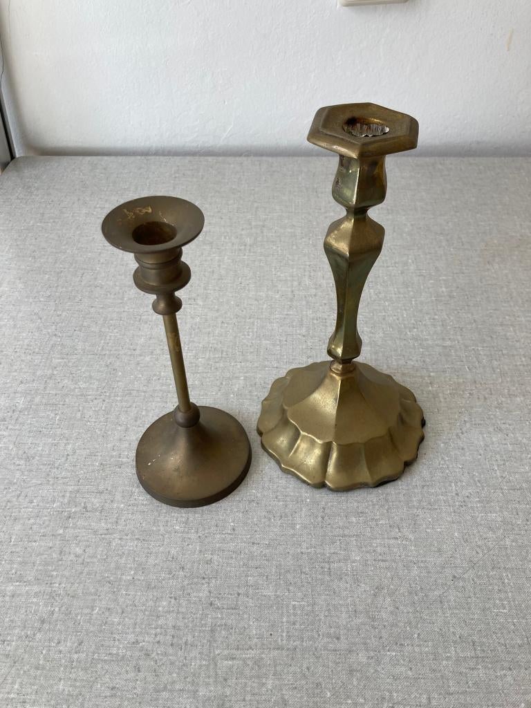 2 koperen kaarsenstandaarden, Huis en Inrichting, Woonaccessoires | Kandelaars en Kaarsen, Brons of Koper, Ophalen of Verzenden