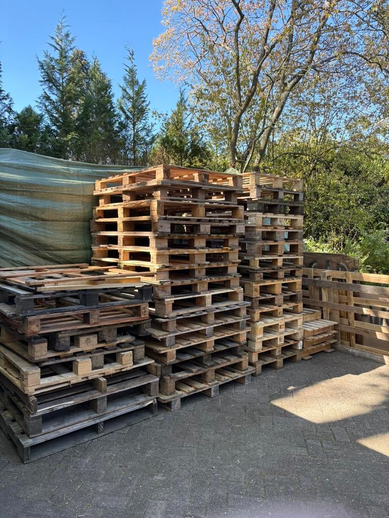 Grote partij pallets & resthout, Ophalen, Gebruikt, 50 mm of meer, Pallet