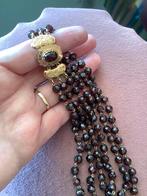 Antieke vintage gouden sieraden Granaat Bloedkoraal 14/18 k., Verzenden, Zo goed als nieuw, Met edelsteen, Goud