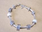 ZILVEREN BEDELARMBAND met diamantjes, Overige merken, Gebruikt, Ophalen of Verzenden, 4 bedels of meer