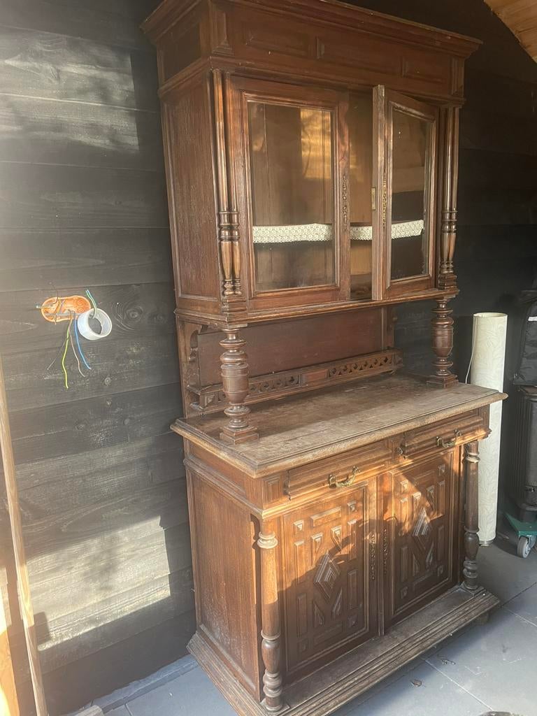 19e eeuws antieke, eiken buffetkast., Antiek en Kunst, Antiek | Meubels | Kasten, Ophalen