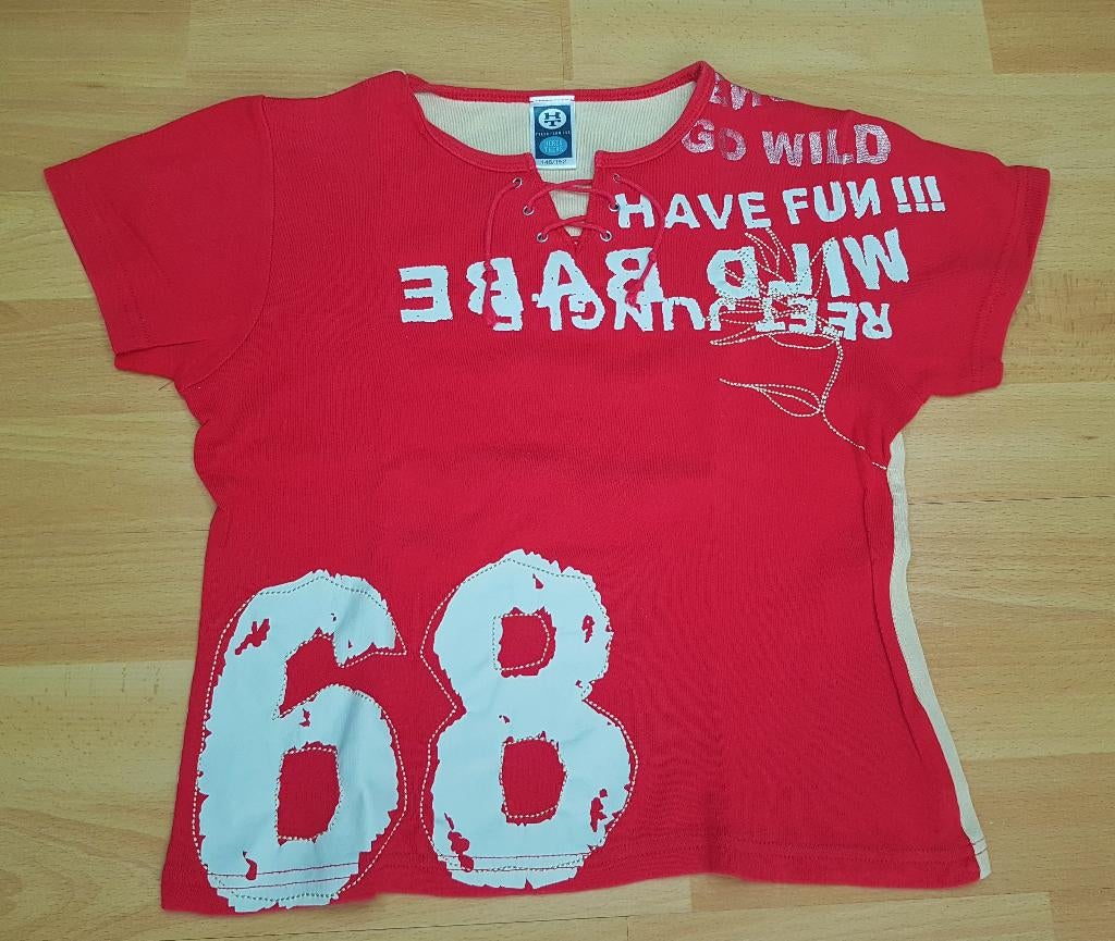 Rood meisjesshirt shirt top maat 146 met leuke print, Ophalen of Verzenden, Zo goed als nieuw, Meisje, Shirt of Longsleeve