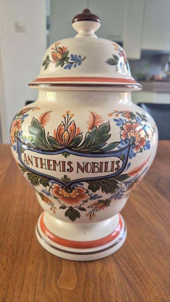 Vintage Apothekersvaas "Anthemis Nobilis" - Handgeschilderd, Ophalen of Verzenden