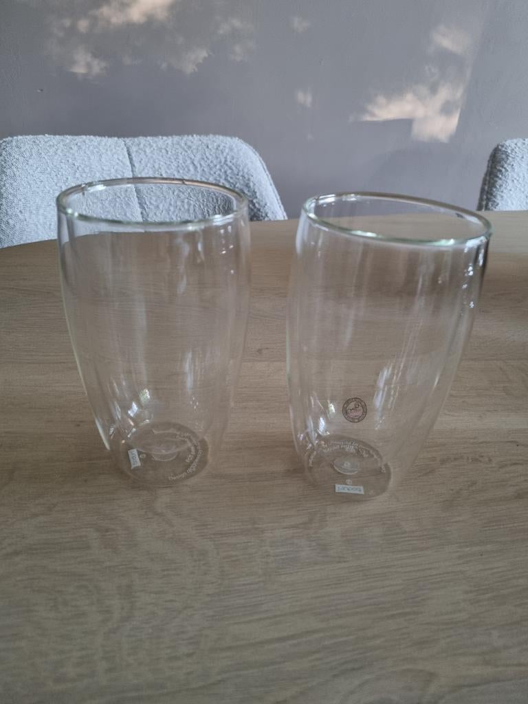 Bodum dubbelwandige latte macchiato glazen (2 stuks), Ophalen of Verzenden, Gebruikt, Glas, Bodum