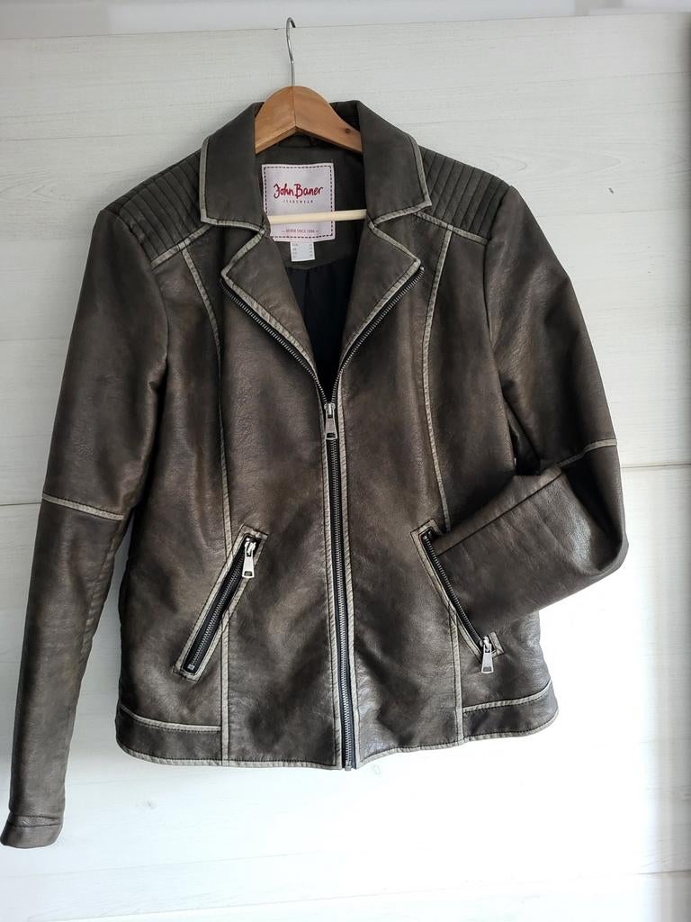 Stoere bikerjack maat M, Kleding | Dames, Ophalen of Verzenden, Zo goed als nieuw, Maat 38/40 (M), Grijs