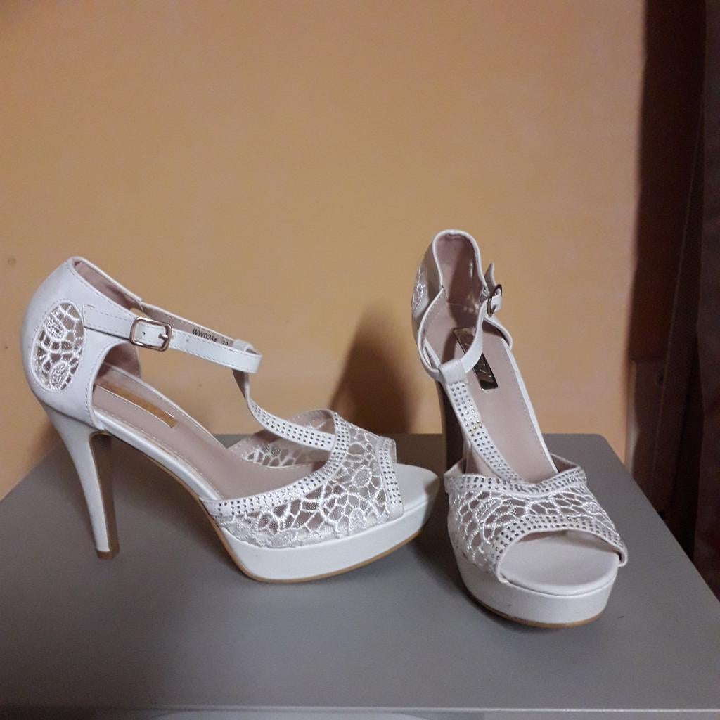 schoenen, Schoenen met lage hakken, Verzenden, Wit, Nieuw