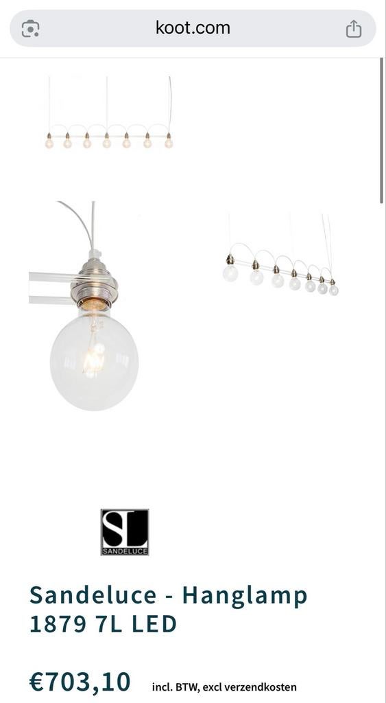 Sandeluce Hanglamp 7L - Zo goed als nieuw, Huis en Inrichting, Lampen | Hanglampen, Ophalen of Verzenden, Zo goed als nieuw, Metaal