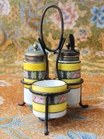 Mooi oud Engels peper, zout en mosterd in een houder 12,5 cm, Antiek en Kunst, Ophalen of Verzenden