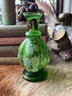 Antiek Moser Boldoot Flesje met Emaille Decoratie, Antiek en Kunst, Ophalen of Verzenden