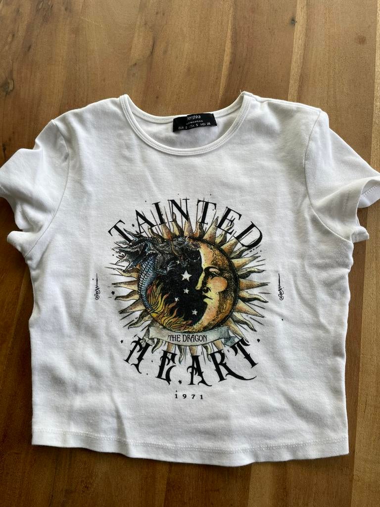 Bershka T-shirt S, Kleding | Dames, T-shirts, Wit, Ophalen of Verzenden, Zo goed als nieuw, Korte mouw