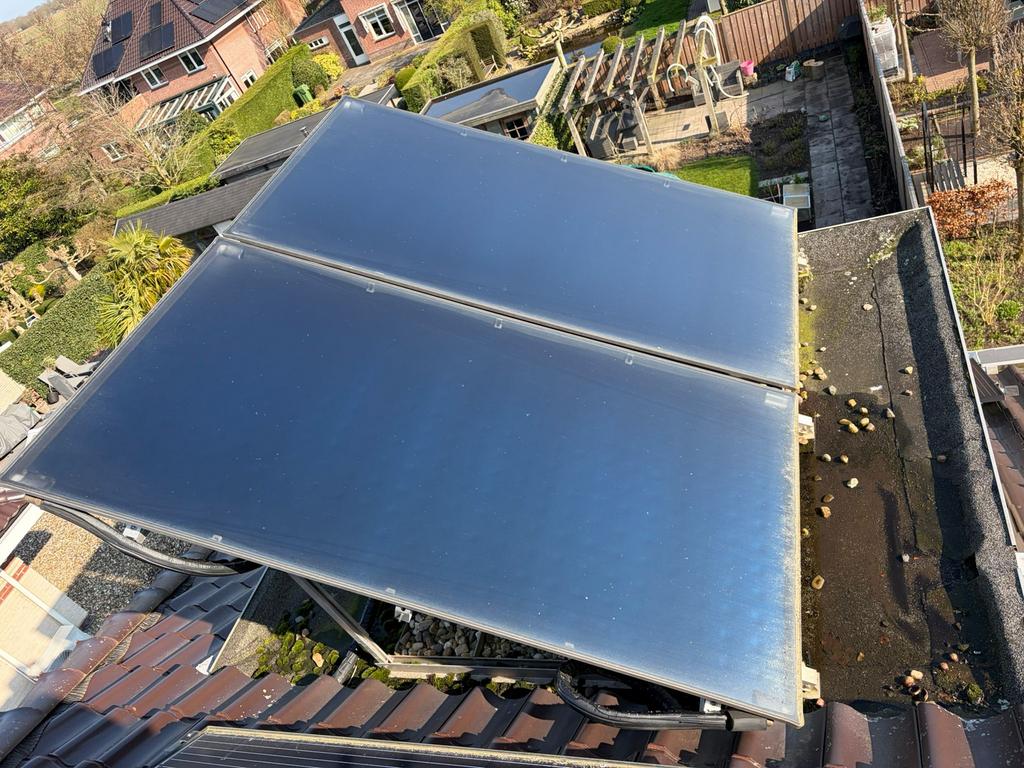 Nefit SolarLine Zonneboilermet SolarLineplatdak2v 2xpanelen, Ophalen, Gebruikt, 100 liter of meer, Boiler
