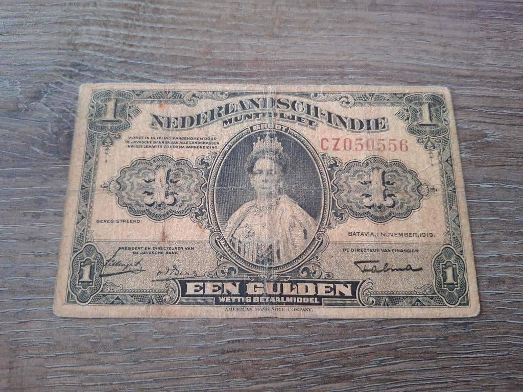 Zeldzaam biljet 1 gulden Nederlands-Indië, 1919, Ophalen of Verzenden, 25 gulden