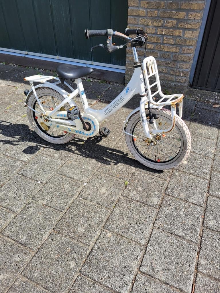 Witte Alpina Clubb 16 inch kinderfiets, Velgrem, Alpina, Ophalen of Verzenden, 16 tot 20 inch