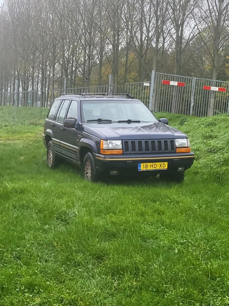 Jeep Grand Cherokee 4.0 I Limited AUT 4WD E2 1995 Blauw, Auto's, Beige, Leder, Vierwielaandrijving, SUV of Terreinwagen