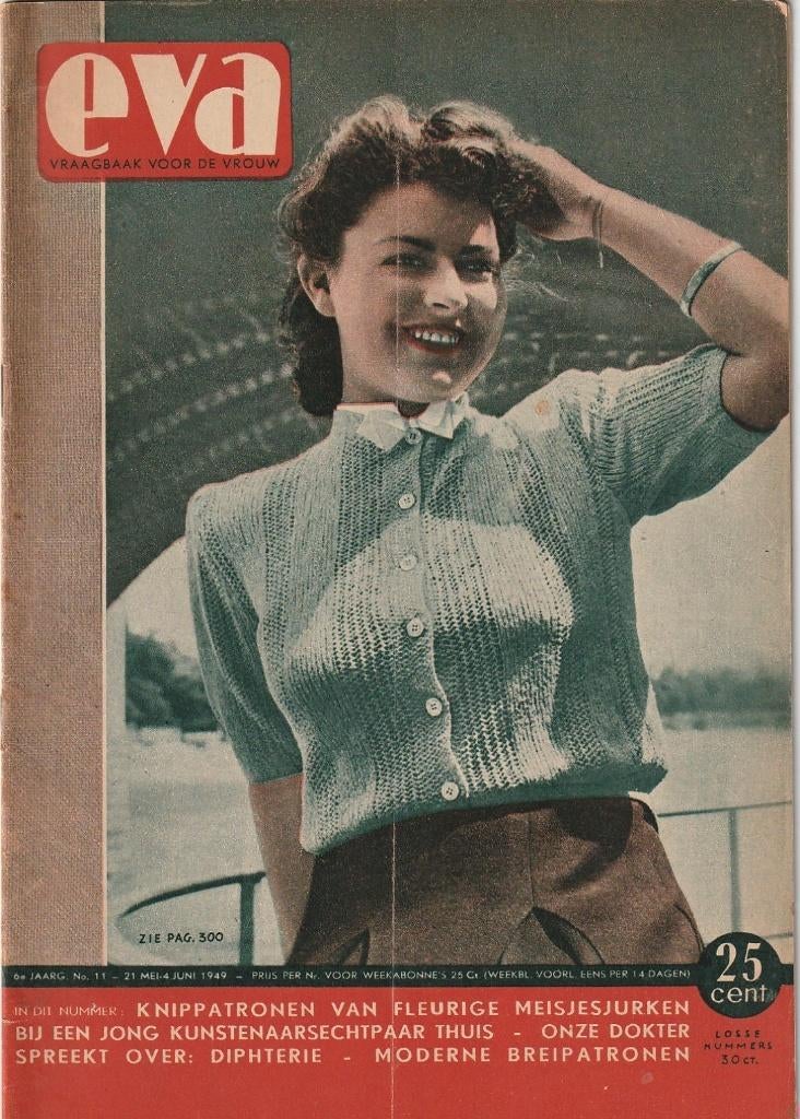 Vintage tijdschrift Eva 1949 n11 breipatronen & huishoudtips, Verzamelen, Verzenden, 1940 tot 1960, Nederland, Tijdschrift