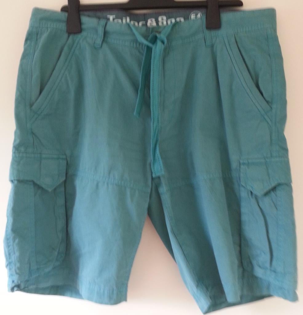 Bermuda cargo heren aqua Tailor & Son maat 54 als nieuw, Kleding | Heren, Broeken en Pantalons, Maat 52/54 (L), Blauw, Ophalen of Verzenden