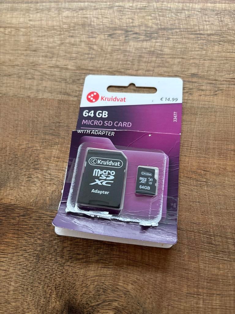 Micro SD Kaart 64 GB met adapter (NIEUW), Nieuw, Ophalen of Verzenden, 64 GB, Smartphone