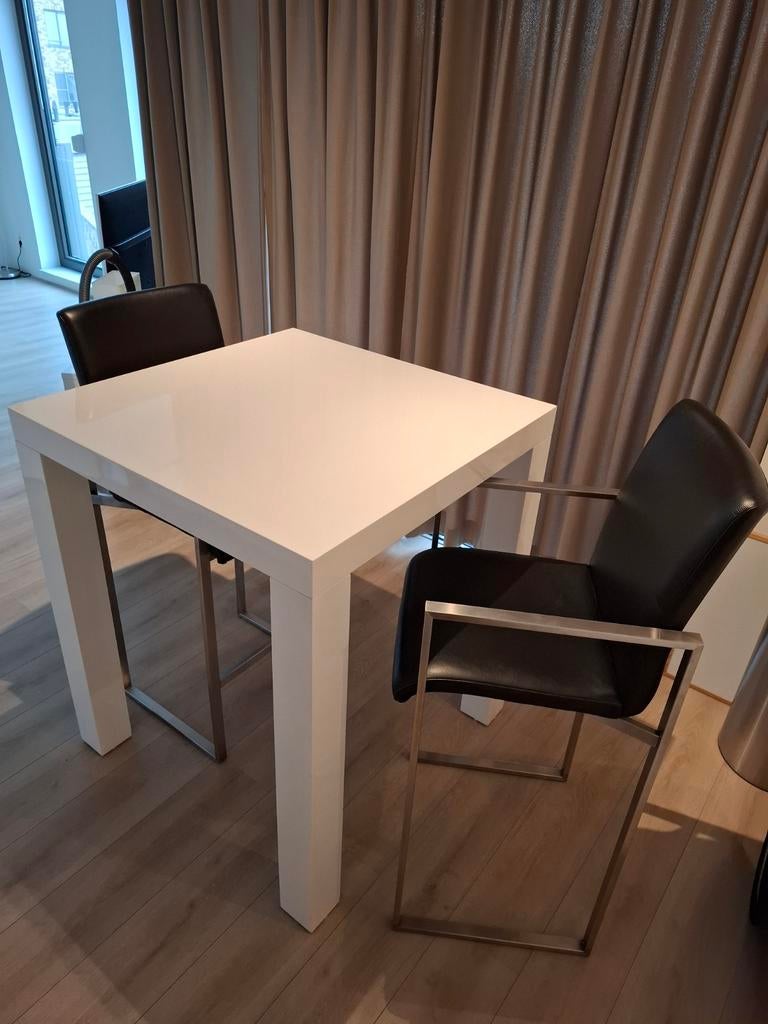 Salon eettafel met 2 hoge stoelen - CantoMobili Goossens, Overige materialen, Gebruikt, 50 tot 100 cm, Vierkant
