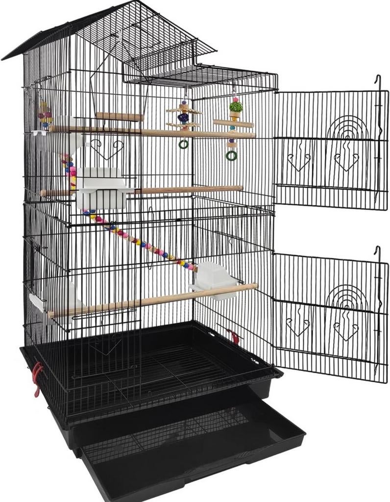 Zwarte vogelkooi, Ophalen of Verzenden, Zo goed als nieuw, Metaal, Vogelkooi
