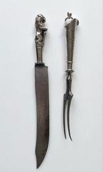 Antieke Zilveren Bestekdelen Trancheermes en Trancheervork, Antiek en Kunst, Verzenden, Zilver