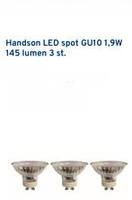 3 stuks Handson GU10 1,9 watt 145 lumen LED Spot, Nieuw, Ophalen of Verzenden, Glas, Led