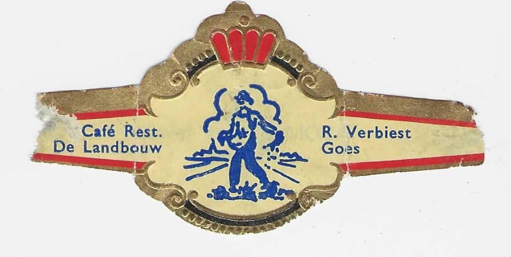abonnee 1 -1324-  cafe de landbouw  goes, Ophalen of Verzenden, Sigarenbandjes