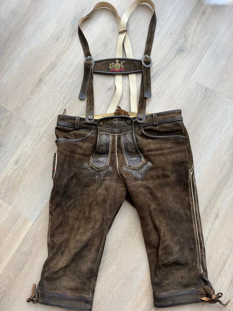 Lederhose van echt leer, Ophalen of Verzenden, Gedragen, Maat 56/58 (XL), Bruin