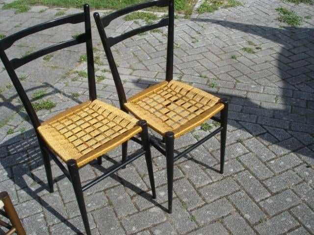 4st VINTAGE HOUTEN STOELEN | GIO PONTI STIJL, Ophalen, Gebruikt, Bruin, Hout
