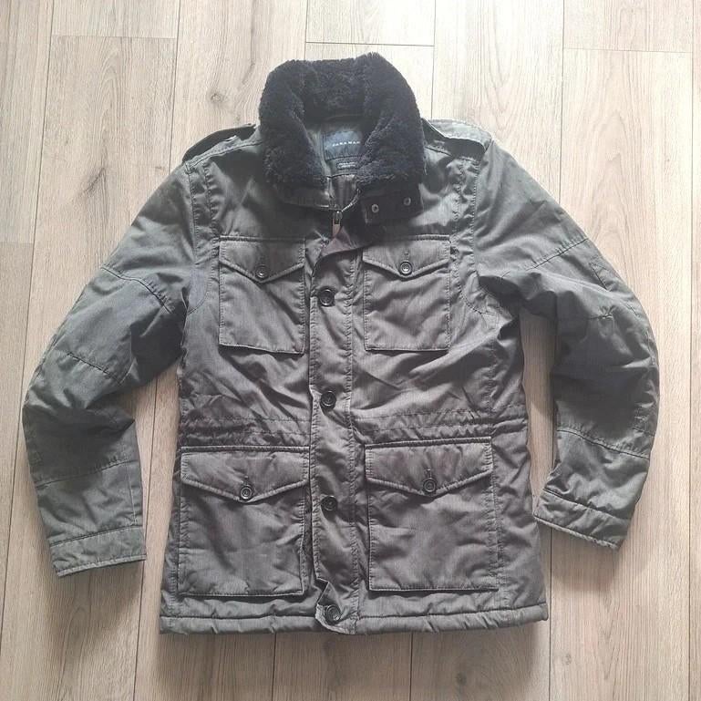 zara winterjas heren grijs teddy kraag maat l warm, Maat 52/54 (L), Ophalen of Verzenden, Zo goed als nieuw, Zara Man