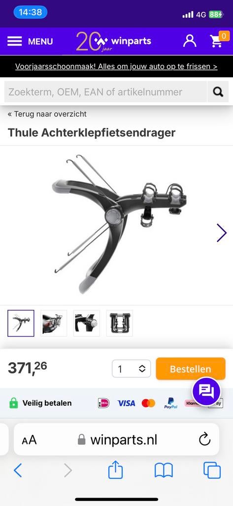 Thule RaceWay 991, Auto diversen, Fietsendragers, Ophalen, Zo goed als nieuw, Achterklepdrager